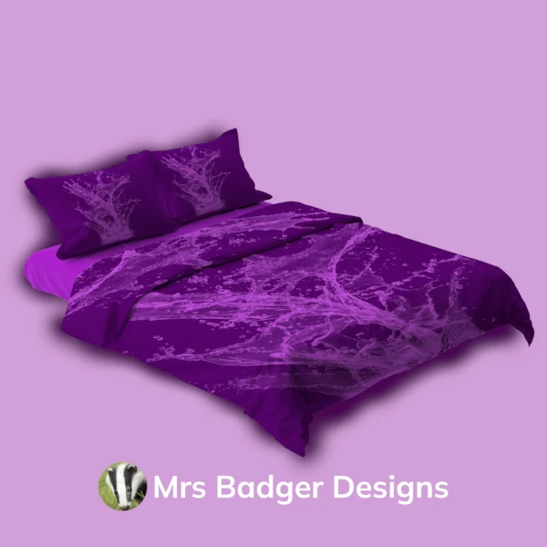 comforter pillows water splash contemporary purple customizable