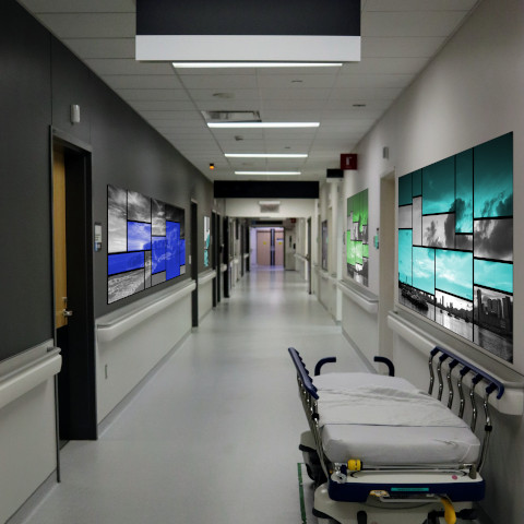 hospital corridor with art