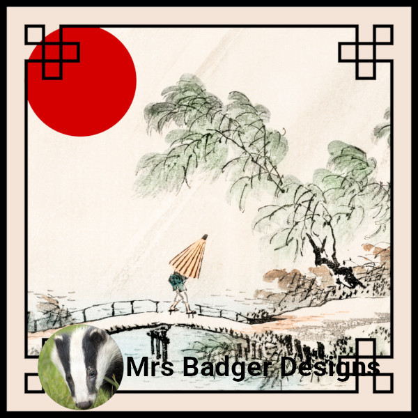 Japanese rural bridge Kono Bairei mrs badger designs