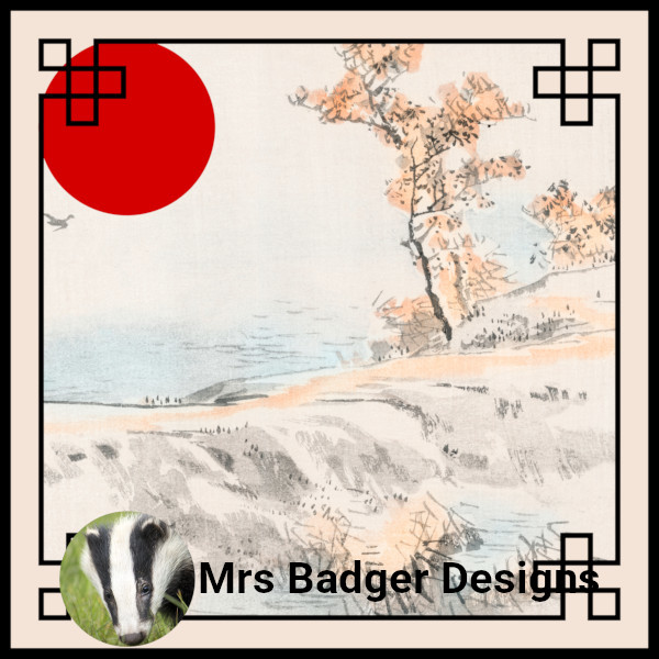 Japanese rural stream Kono Bairei mrs badger designs