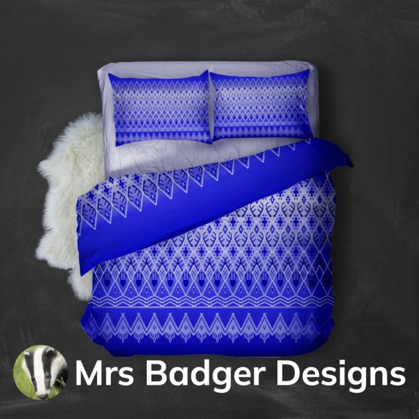 bedding blue deer thai silk pattern design mrs badger designs