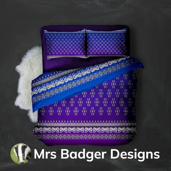 bedding blue purple thai silk pattern design mrs badger designs