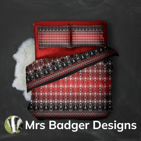 bedding fishing red thai silk pattern design mrs badger designs