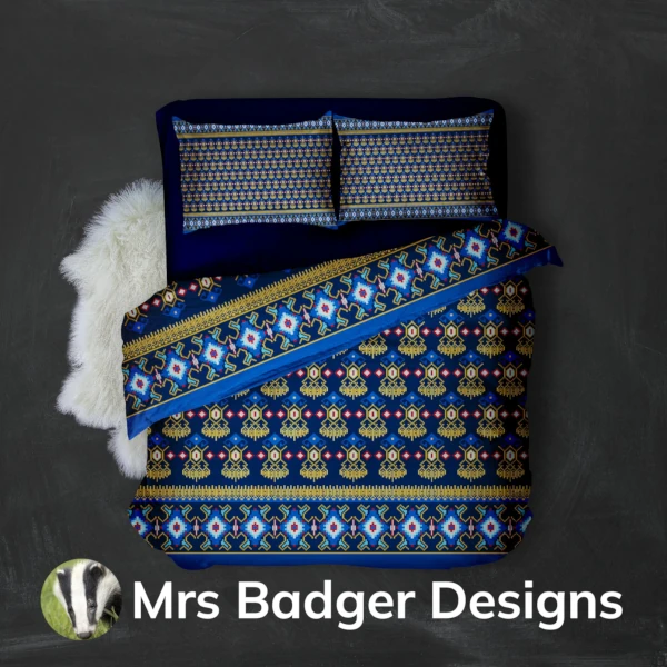 bedding blue thai silk pattern designmrs badger designs