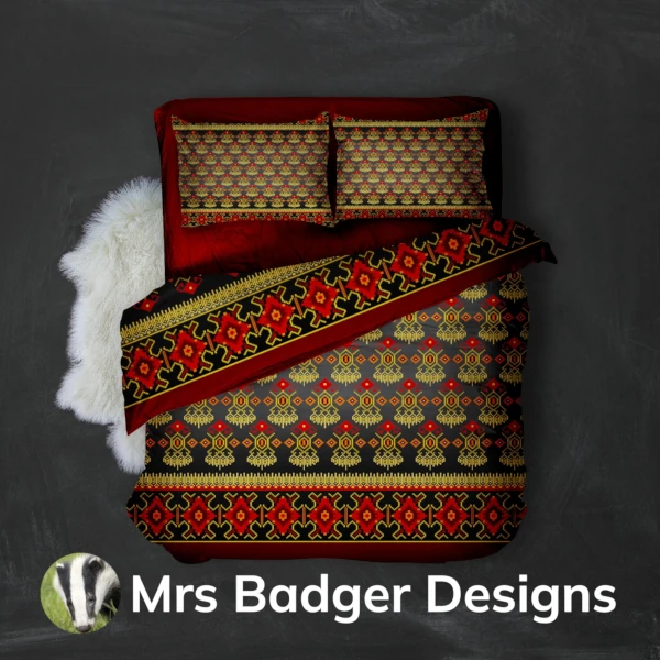 bedding red thai silk pattern design mrs badger designs