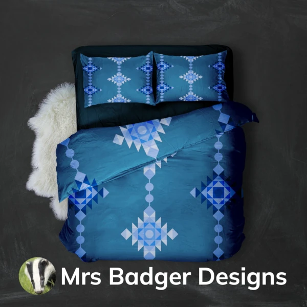 bedding blue geometric windchimes design mrs badger designs