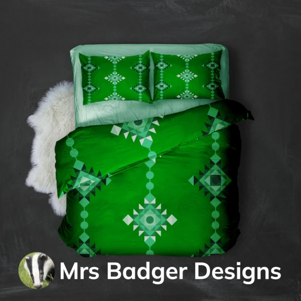 bedding green geometric windchimes design mrs badger designs
