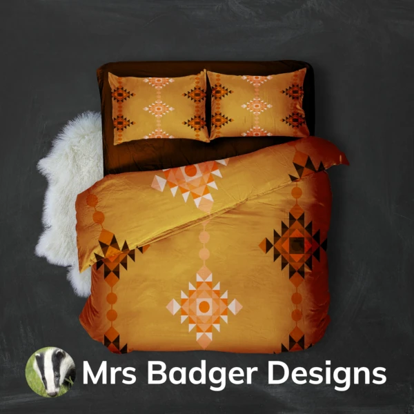 bedding orange geometric windchimes design mrs badger designs
