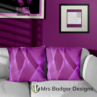 throw pillow cushion abstract lines purple crimson