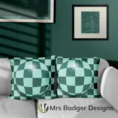 throw pillow cushion contemporary art 60's art teal  