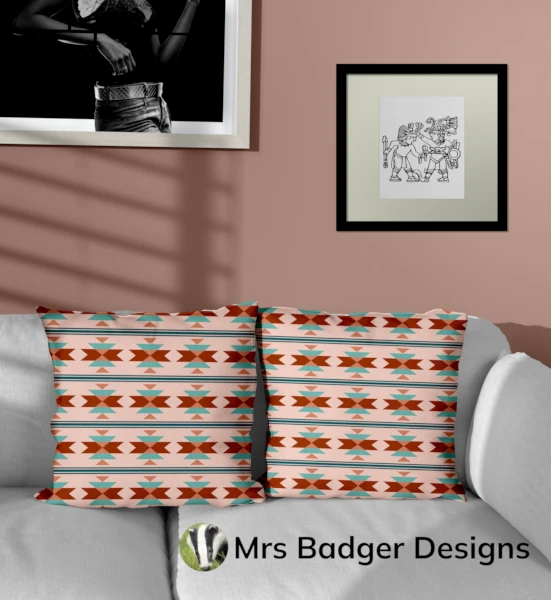 brown aztec geometric throw pillow mrs badger designs