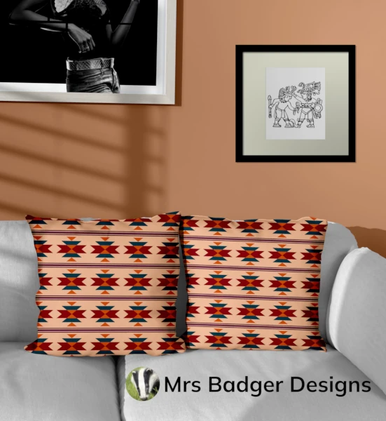 throw pillow aztec maroon geometric design mrs badger designs