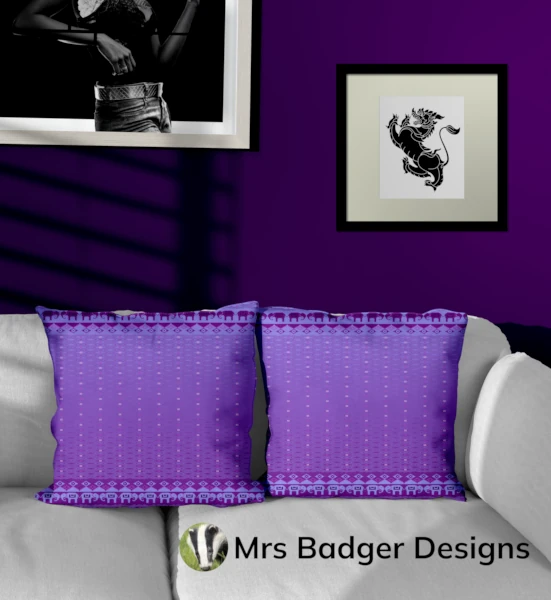 throw pillow blue purple thai silk pattern designmrs badger designs