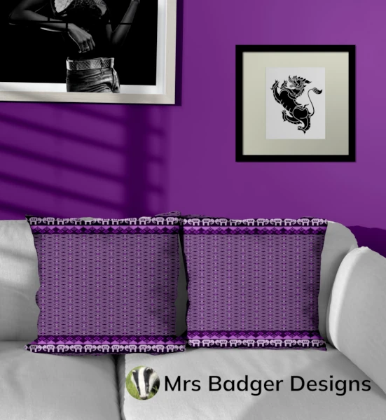 throw pillow purple thai silk pattern designmrs badger designs
