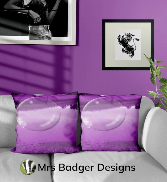 purple designer personalized custom crystal ball throw pillow