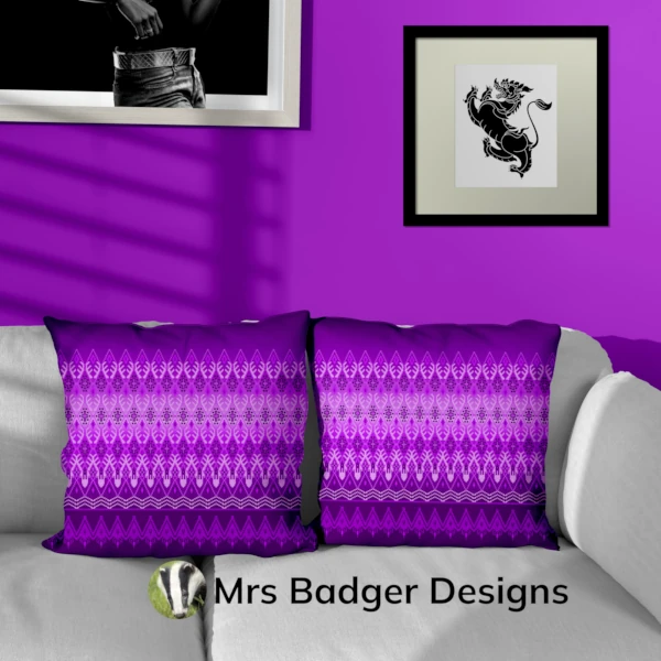 throw pillow purple deer thai silk pattern design mrs badger designs