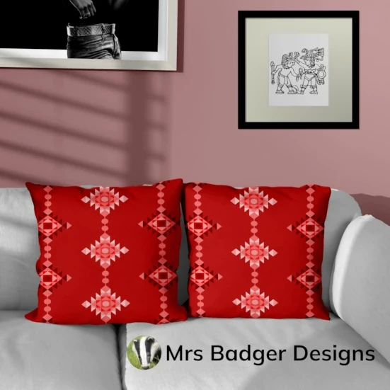 bedding red geometric windchimes design mrs badger designs