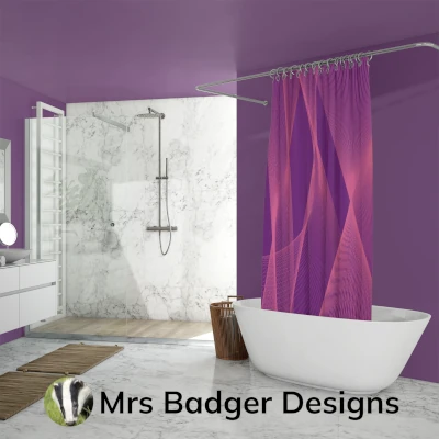 Shower curtain abstract lines pink purple