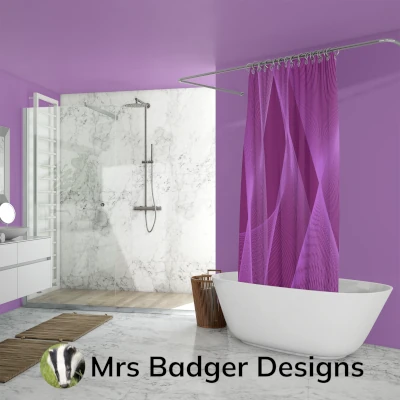 Shower curtain abstract lines purple crimson