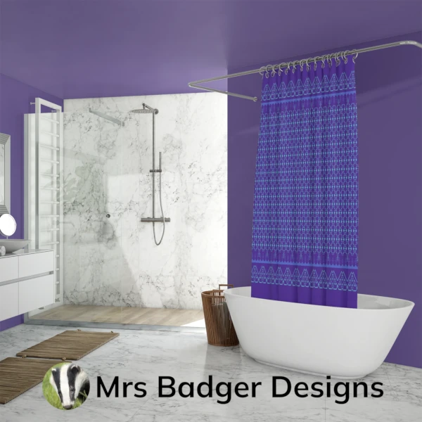 shower curtain thai blue silk pattern design mrs badger designs