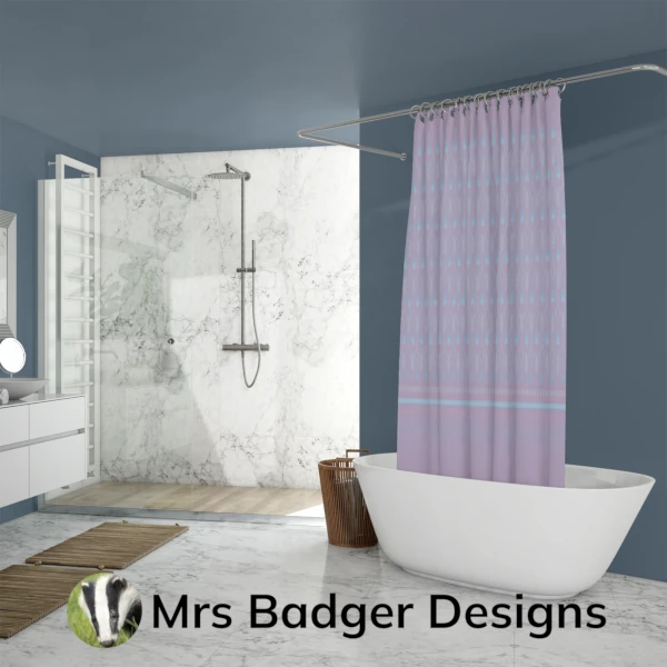 shower curtain thai pastel blue silk pattern design mrs badger designs