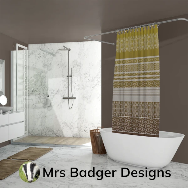 shower curtain gold thai silk pattern design mrs badger designs