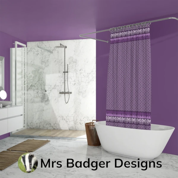 shower curtain purple thai silk pattern designmrs badger designs