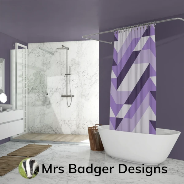 shower purple curtain geometric mountains design mrs badger designs