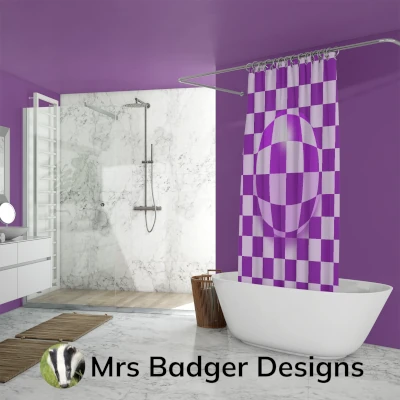 shower curtain contemporary art 60's art purple 