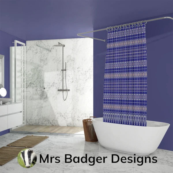 shower curtain royal blue thai silk pattern designmrs badger designs