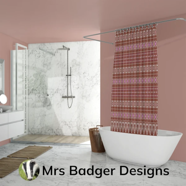 shower curtain teracotta thai silk pattern designmrs badger designs