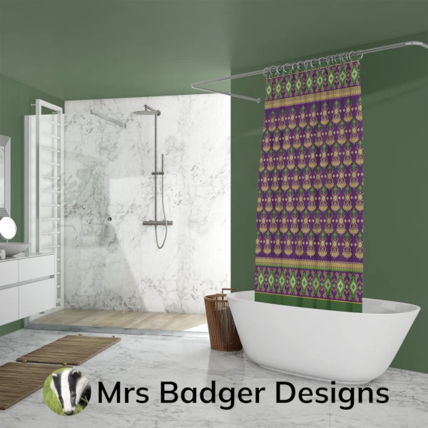 shower curtain green thai silk pattern designmrs badger designs
