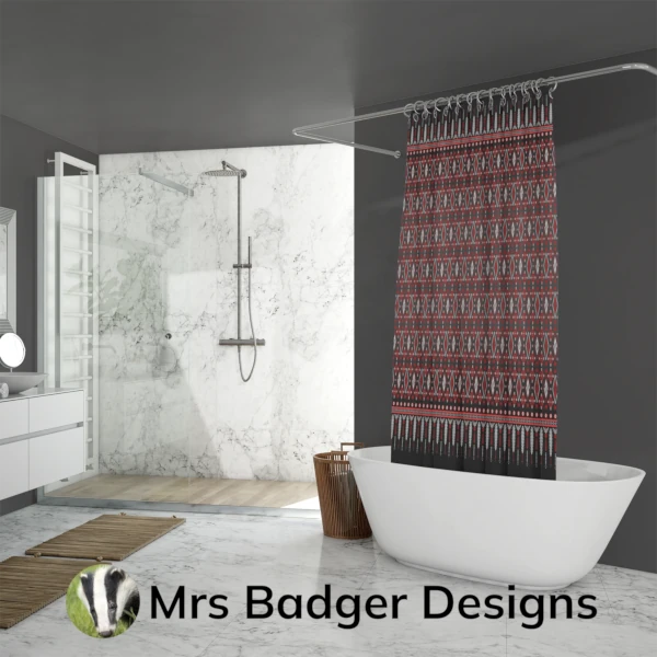 shower curtain red thai silk design mrs badger designs