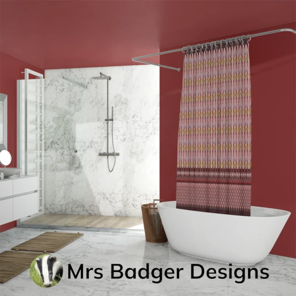shower curtain red thai silk design mrs badger designs
