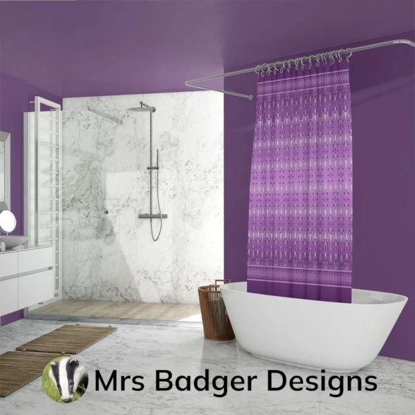 shower curtain purple thai silk fishing design mrs badger designs