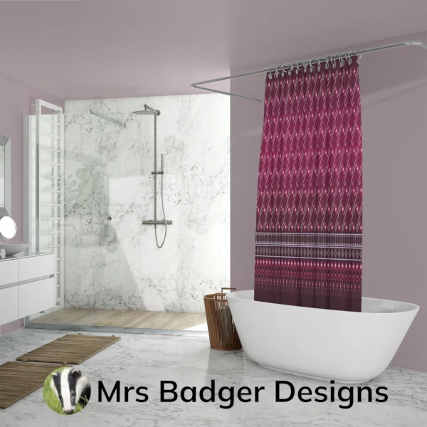 shower curtain black red thai silk pattern design mrs badger designs