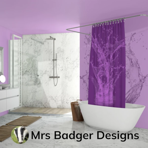 shower curtain contemporary art water splash dark purple 