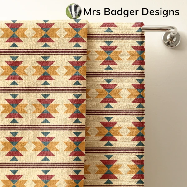 towel aztec brown geometric design mrs badger designs