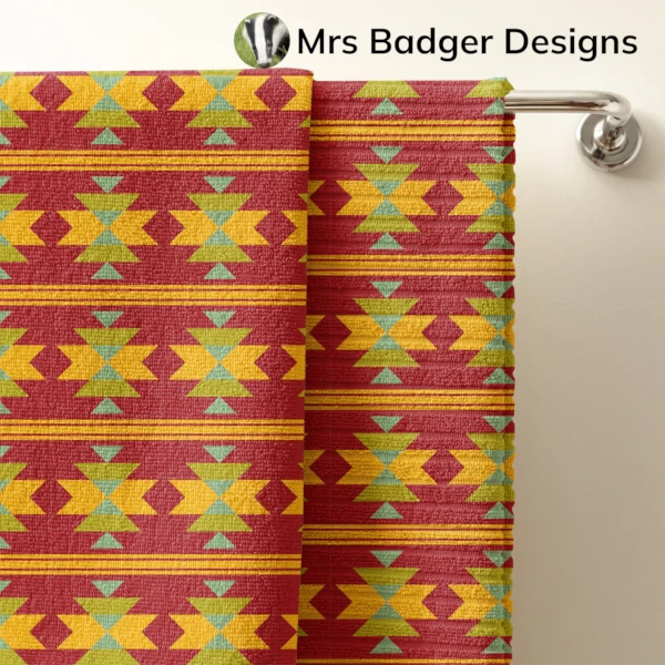 towel aztec gold geometric design mrs badger designs