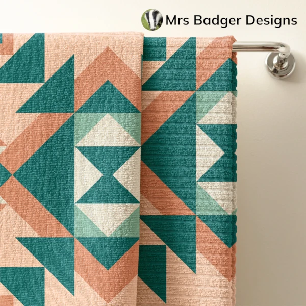 towel teracotta geometric hourglass  design mrs badger designs