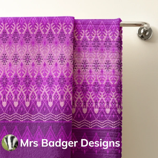 towel purple deer thai silk pattern design mrs badger designs