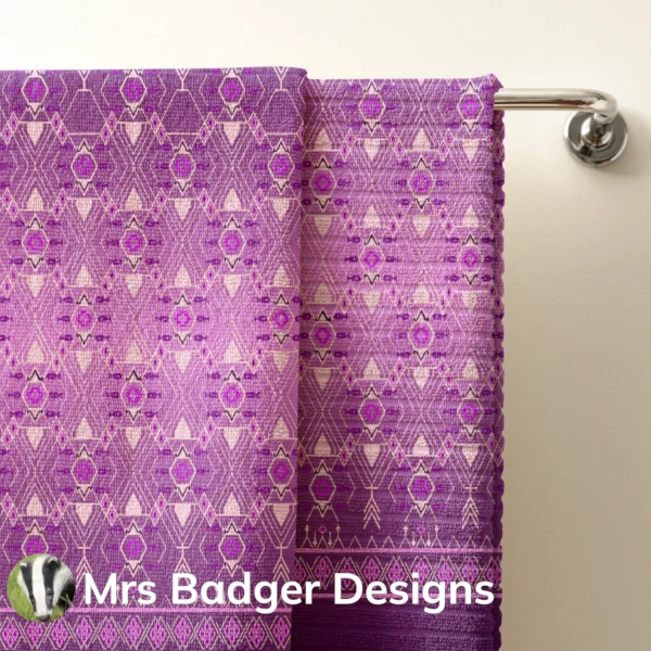 towel fishing purple thai silk pattern design mrs badger designs