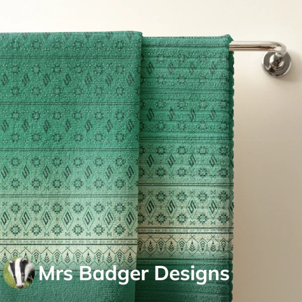 towel teal hook thai silk pattern design mrs badger designs