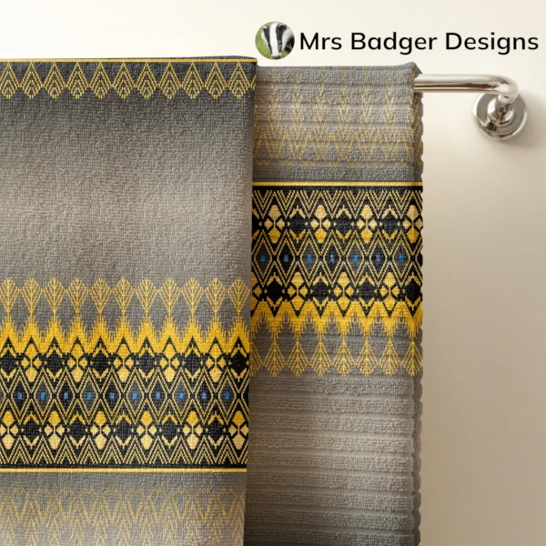 towel gray white thai silk pattern design mrs badger designs